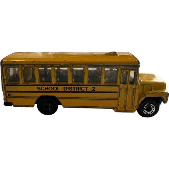 Vintage Matchbox School Bus District 2 Die-Cast Yellow Emergency Exit 1980s - Picture 3 of 8